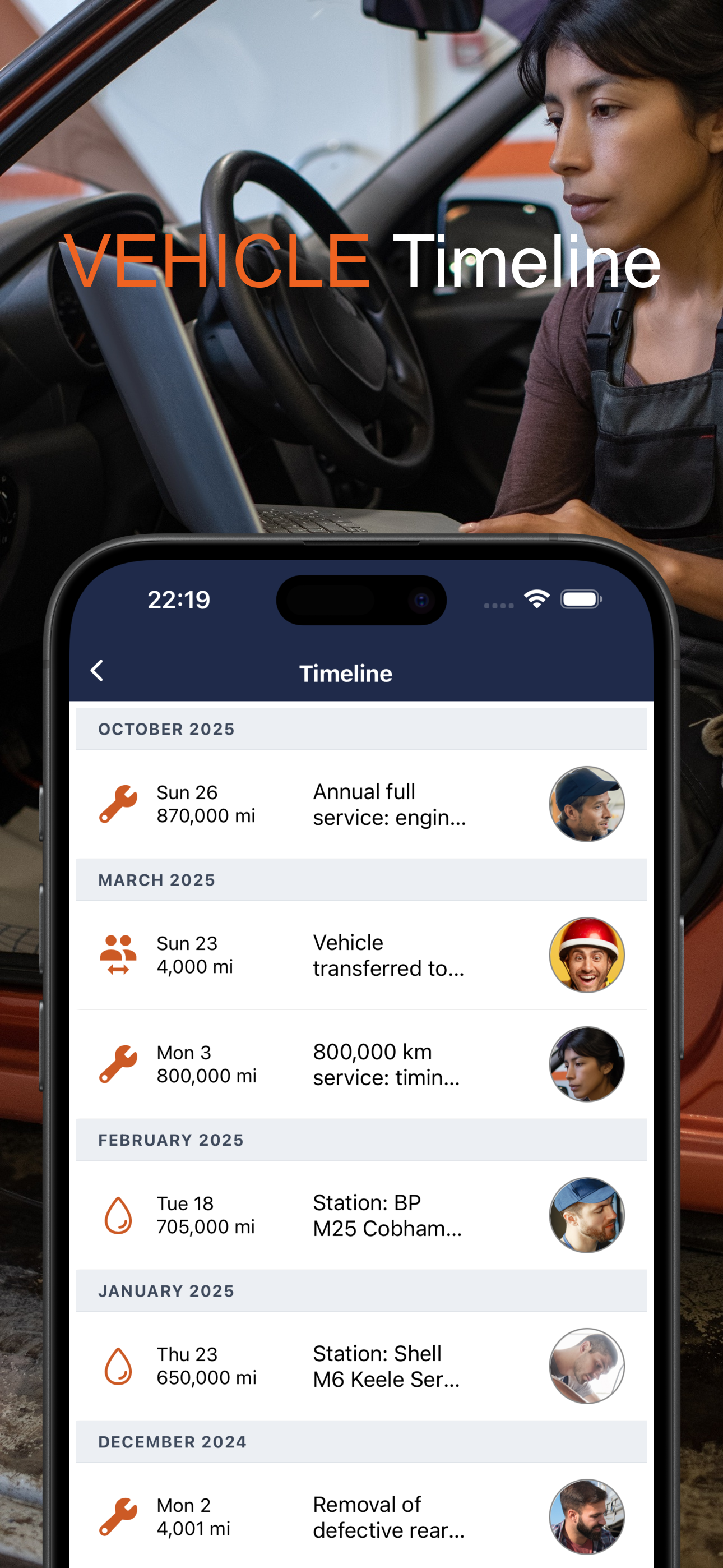 Vehicle maintenance timeline