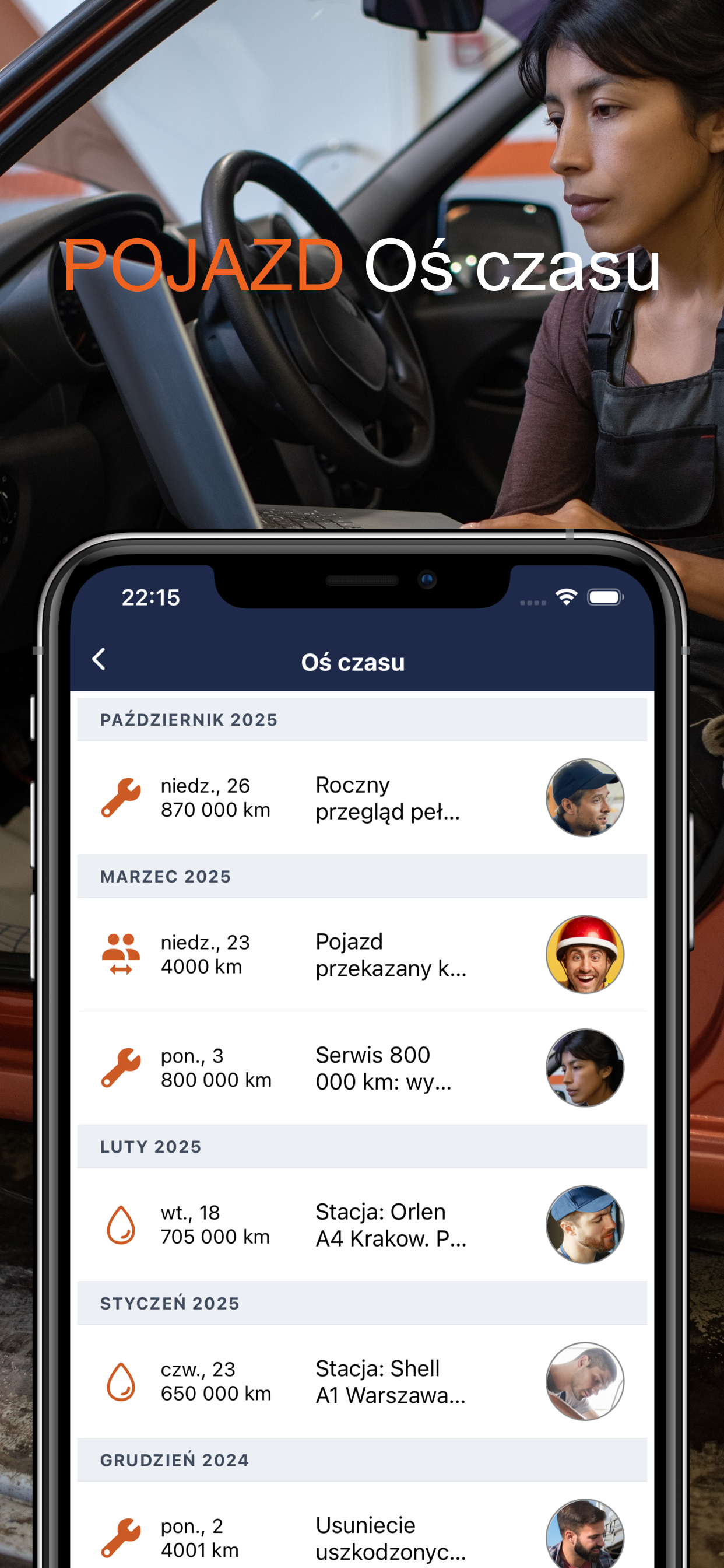 Oś czasu pojazdu